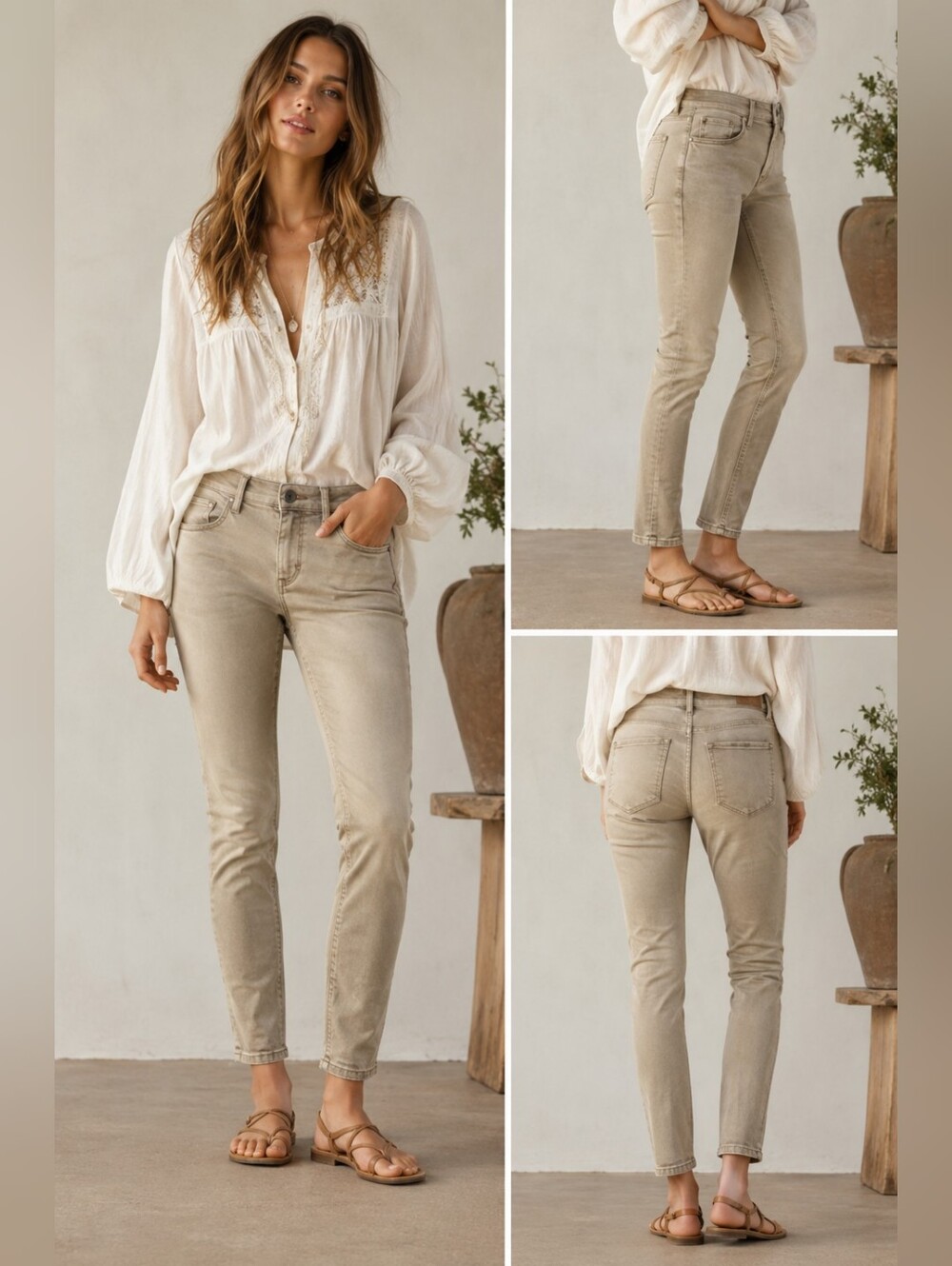 Free People Women’s Size 24 Beige Skinny Jeans Cropped Ankle Pants